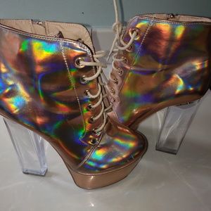 Gold holographic boots